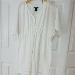 SALE XL Liz Claiborne White Striped Beach Cover Up Dress EUC